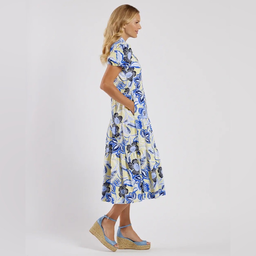 NWT Jude Connally Blue and White Floral Midi Dress - Picture 5 of 5